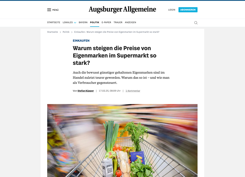 Augsburger Allgemeine Preissteigerung