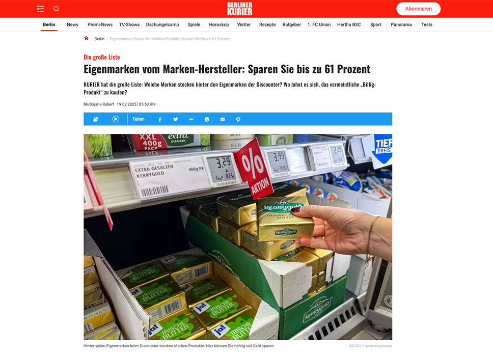 Berliner Kurier Eigenmarken